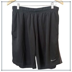 Nike Mens Black Athletic Shorts Side Stripe Swoosh Logo Size Large
